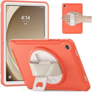 Samsung Galaxy Tab A9+ (Plus) Håndværker Bagside Cover m. Håndholder & Kickstand - Orange