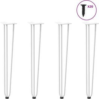 Hårnåle Bordben Massivt Stål Hvid - 3 rods / 72 cm