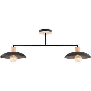 Kobe loftlampe, 2 lyskilder, stål, træ, sort