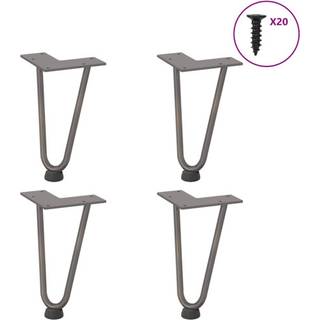 hårnåleben til sofabord 4 stk. naturstål 20 cm massivt stål