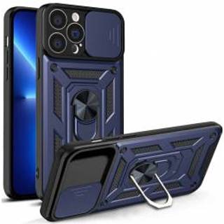 Hybrid Armor Camshield cover til iPhone 13 Pro, med kamera-cover, blå