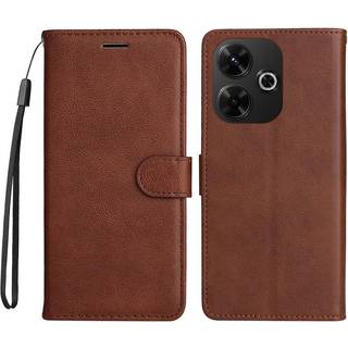 EIDERWOOD Xiaomi Redmi 13 Kunstlæder Flip Cover m. Pung og Strop - Brun