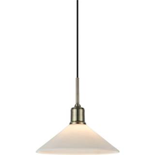 Hængelampe Vela, hvid/gammel messing, glas/jern Ø 25 cm stik