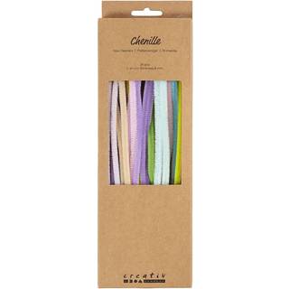 Chenille, L: 30 cm, tykkelse 6 mm, pastelfarver, 25 ass./ 1 pk.