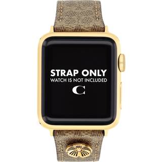 Coach Signature Brown Leather Tea Rose Apple Strap - Gold
