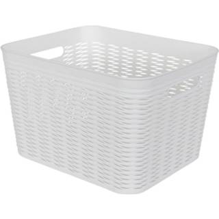 Opbevaringskurv - Hvid plastik kurv - 34x28x22 cm - Praktisk kurv til opbevaring