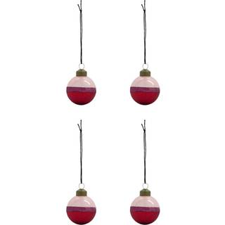 House Doctor Stripe julekugle Ø5 cm 4-pak Rosa-rød