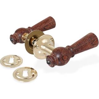 Østerbro dørhåndtag i mahogni inkl. roset og nøgleskilt i blank messing uden lak