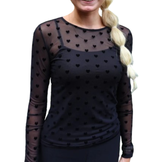 LIBERTÃ dame bluse MESH - BLACK FLOCK HEART - XS
