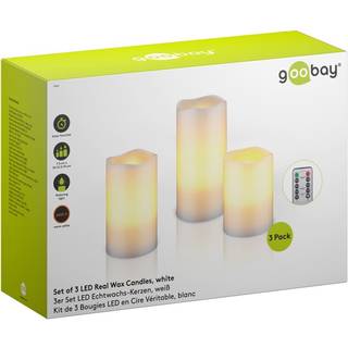 Goobay 3 stk. LED voks bloklys m. timer og fjernbetjening, Hvid