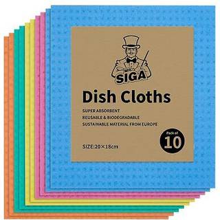 MRSIgA Genanvendelige karklude cellulose Svampeklud til kkken Absorberende rengringsklud 10 Pakke Multifarver