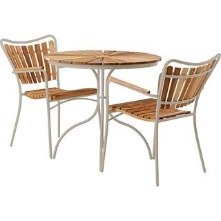 Kerteminde Ø80 cm teak cafésæt med 2 stole teak/sandy grey