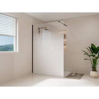 Italiensk brusekabine med tåget glas - 140 x 200 cm - Mat sort - POMARO