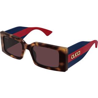 Gucci Kvinde GG1860S 002 Solbriller Acetat Havana Rød Firkantet