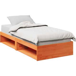 Daybed Med Reol Uden Madras Massivt Fyrretræ - Gyldenbrun / 100 x 200 cm