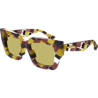 Bottega Veneta Kvinde BV1212S 009 Solbriller Acetat Brun Gul Firkantet