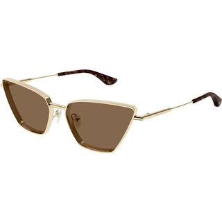 Alexander McQueen Kvinde AM0501S 002 Solbriller Metal Guld Brun Cat Eye