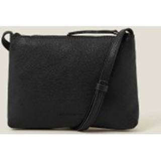 Accessorize Accessorize Black Zip Detail Leather Cross-Body Bag