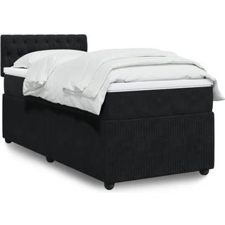 kontinentalseng med madras 90x190 cm fløjl sort