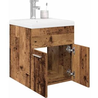 Vaskeskab med indbygget vask og vandhane Gammelt træ