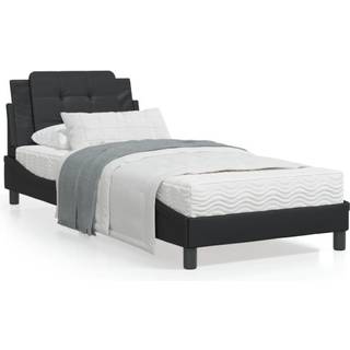 Seng Med Madras Kunstlæder - Sort / 100 x 200 cm