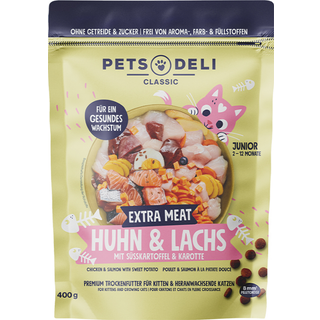 Pets Deli Junior tørfoder med kylling og laks, sød kartoffel og gulerod 182.38 DKK/1 kg