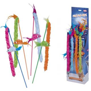 Kattelegetøj, drillepind med fisk 45 + 37 cm