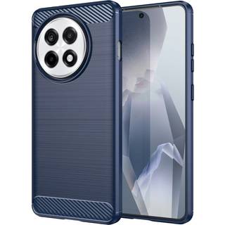EIDERWOOD OnePlus 13R Brushed Carbon Fiber Fleksibelt Plastik Bagside Cover - Blå
