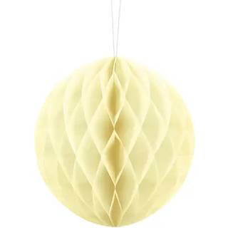 1 stk. Honeycomb kugle i Creme diameter ca. 20 cm, genanvendelig med klips til montering