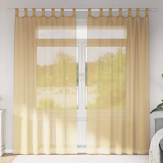 Voile-Gardiner Sandfarvet - med stanglommer / 140 x 225 cm