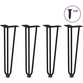 Hårnåle Bordben Massivt Stål Sort - 3 rods / 42 cm