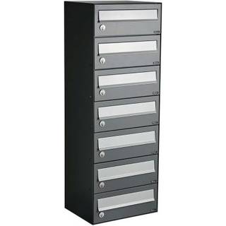 Allux LC4 systempostkasse uden lås, grå klap, antracit - 7 moduler