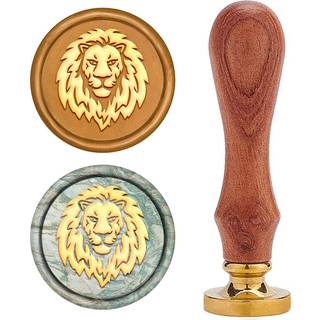 Craspire Lion Wax Seal Stamp Animal Vintage Sealing Wax Stamps Retro 25mm Fjernbart messingstempelhoved med tr?h?ndtag til bryllupsinvitationer K