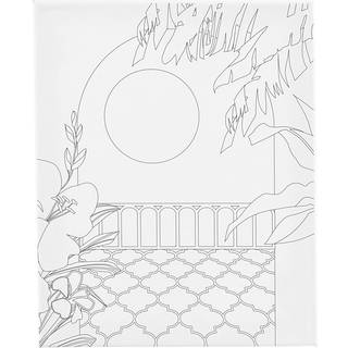 Malerlærred med print - Solrig balkon 24x30 cm