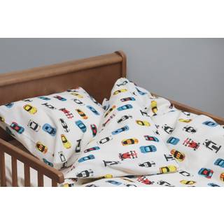Baby sengetøj - 100% Blødt bomuld - 70x100 cm - Sengesæt med racerbiler til børn