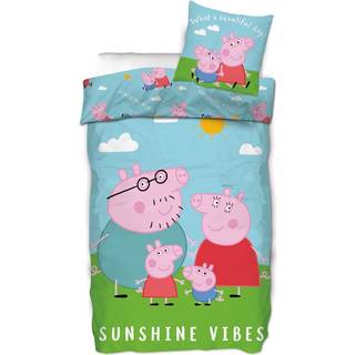 Gurli Gris sengetøj - 150x210 cm - Familien Gris - Sengesæt med 2 i 1 design - 100% bomuld