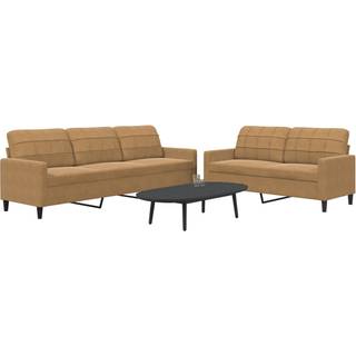 Sofasæt 2 Dele Med Hynder Velour - Brun / Uden fodskammel