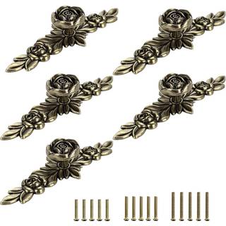 Juxyes pakke med 5 euro rose dekorative kabinetsknapper med plade blomster elfenben skuffe drejebord d?r knapper elfenben hvid skuffe tr?kker kab