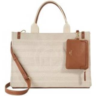 Dune London Dune London Light Gray Large Deltra Stripe Canvas Tote Bag