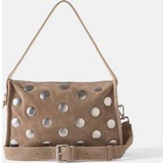 Mint Velvet Mint Velvet Cream Suede Studded Shoulder Bag