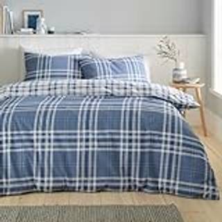 Catherine Lansfield Catherine Lansfield Blue Kelso Check Easy Care Duvet Cover and Pillowcase Set