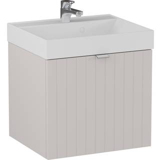 Tvättställsskåp Atria Beige Matt 50 cm med Handfat Vit Blank