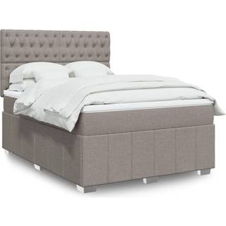 kontinentalseng med madras 140x200 cm stof gråbrun