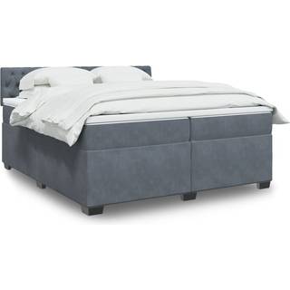 Kontinentalseng Med Madras Fløjl Mørkegrå - Med pynteknapper / 200 x 200 cm