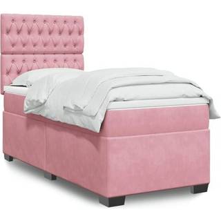Kontinentalseng Med Madras Fløjl Lyserød - Med pynteknapper / 90 x 200 cm