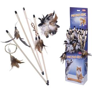 Kattelegetøj fiskestang m. fjer