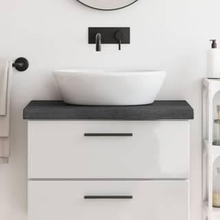 bordplade til badeværelse 80x40x(2-6) cm massivt træ mørkebrun