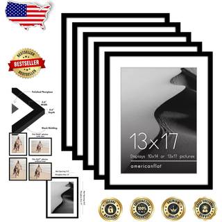 AmericanFlat 13x17 Billedramme med poleret plexiglass - S?t med 5 - Brug som 10x14 ramme med Mat eller 13x17 ramme uden Mat - Galleria Collection