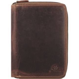 Großes Ausweisetui Leder 13x17cm mit Reißverschluss "Vintage" antikbraun | Greenburry 328RV-25