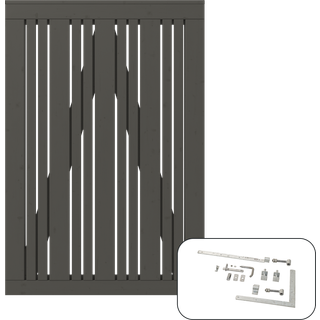 PLUS Tangent enkeltlåge inkl. beslag, umbragrå/nåletræ - 95 x 140 cm